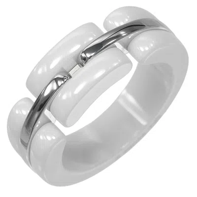 Pre-owned Chanel White Gold (18k) Ceramic Band Ring ()