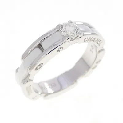 Pre-owned Chanel White Gold (18k) Ceramic Band Ring ()