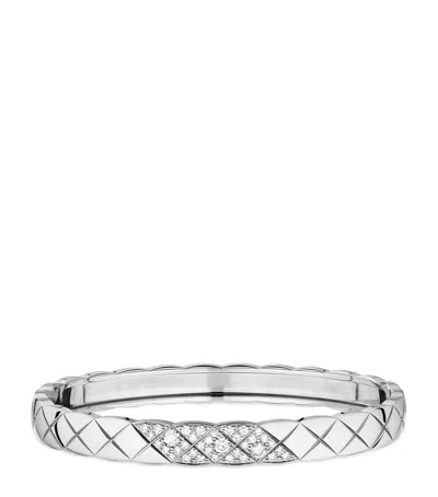 Pre-owned Chanel White Gold And Diamond Coco Crush Bangle