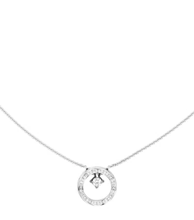 Pre-owned Chanel White Gold And Diamond Coco Crush Necklace In Silver