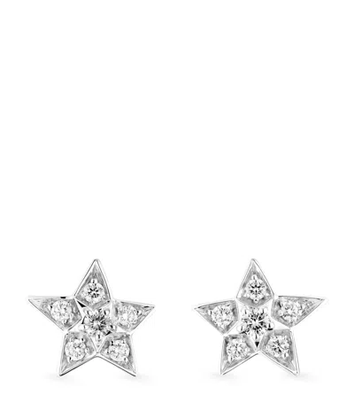 Pre-owned Chanel White Gold And Diamond Comète Géode Stud Earrings