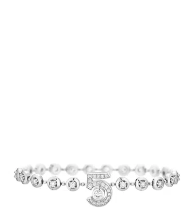 Pre-owned Chanel White Gold And Diamond Eternal N°5 Diamond Line Bracelet