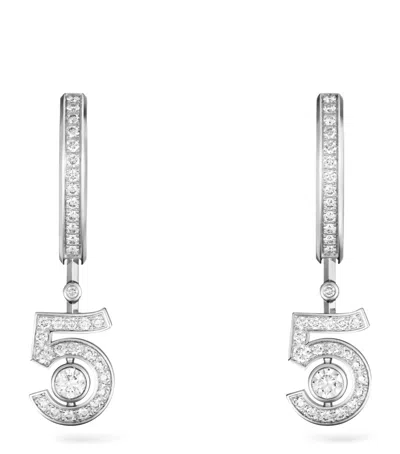 Pre-owned Chanel White Gold And Diamond Extrait De N°5 Drop Earrings In Silver