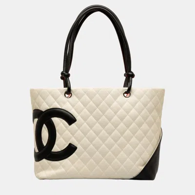 Pre-owned Chanel White Large Cambon Ligne Tote