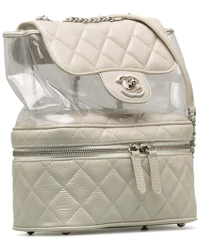 Pre-owned Chanel White Leather Aquarium Backpack (authentic Pre-loved)