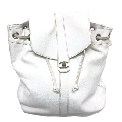 Pre-owned Chanel White Leather Backpack ()