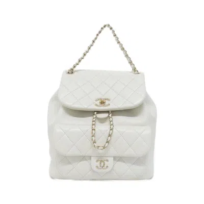 Pre-owned Chanel White Leather Backpack ()