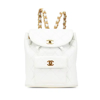Pre-owned Chanel White Leather Backpack ()