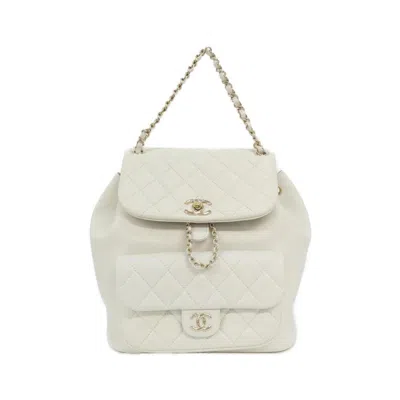 Pre-owned Chanel White Leather Backpack ()
