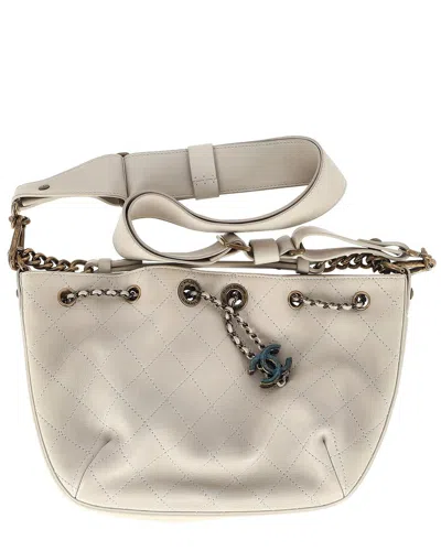 Pre-owned Chanel White Leather Cc Paris-rome Shoulder Bag (authentic Pre-loved)