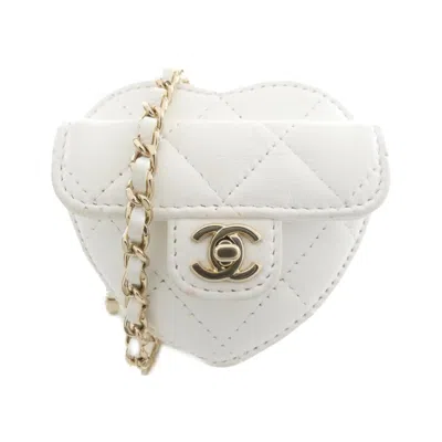 Pre-owned Chanel White Leather Coin Purse/coin Case ()