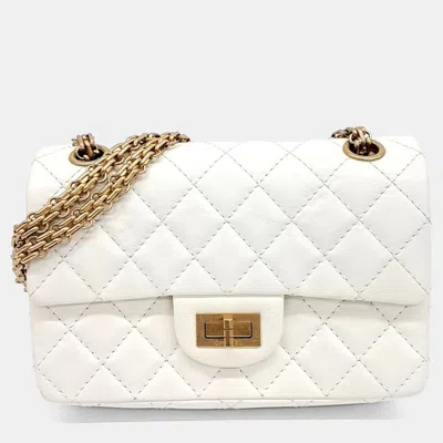 Pre-owned Chanel White Leather Vintage 2.55 New Mini 20