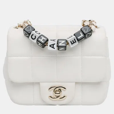 Pre-owned Chanel White Mini Lambskin Monacoco Flap