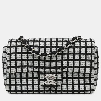 Pre-owned Chanel White Mini Rectangular Classic Ribbon Tweed Double Flap