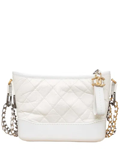 Pre-owned Chanel White Quilted Leather Gabrielle Hobo Bag - '10s (authentic Pre-loved)