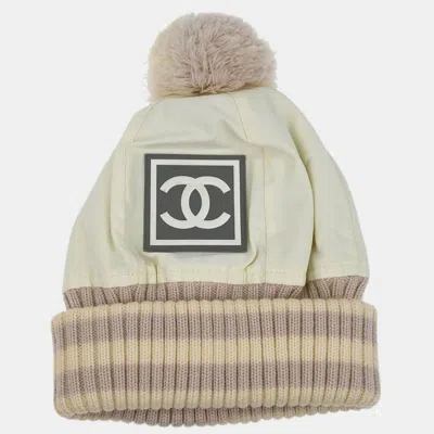 Pre-owned Chanel White Sport Line Knit Cap Size M
