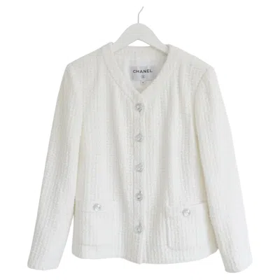 Pre-owned Chanel White Tweed Jacket 23p 2023 Spring-summer Pre-collection
