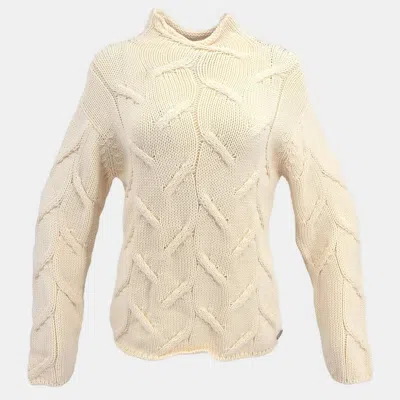 Pre-owned Chanel White Wool Sweater Top Size 38