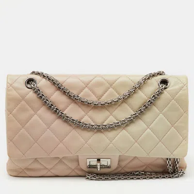 Pre-owned Chanel White/pink Ombre Quilted Leather 2.55 Classic Reissue 277 Flap Bag