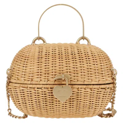 Pre-owned Chanel Wicker Shoulder Bag () In Sand