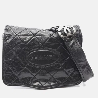 Pre-owned Chanel Wild Stitch Black Calfskin Crossbody Shoulder Bag