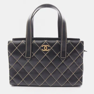 Pre-owned Chanel Wild Stitch Black Leather Shoulder Bag