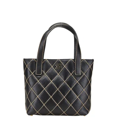 Pre-owned Chanel Wild Stitch Black Leather Tote Bag ()