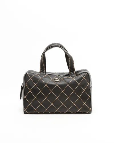 Pre-owned Chanel Wild Stitch Boston Bag In Black
