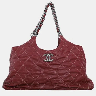 Pre-owned Chanel Wild Stitch Cc Chain Hobo Bag In Burgundy