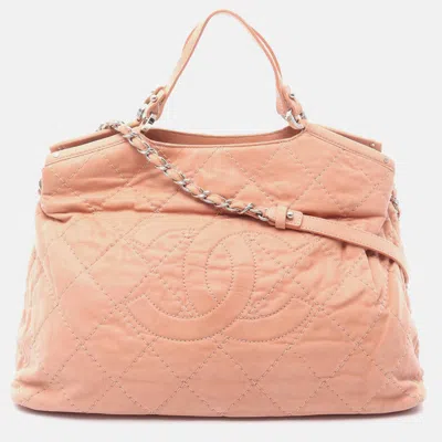 Pre-owned Chanel Wild Stitch Coco Cc Pink Suede Chain Shoulder Bag
