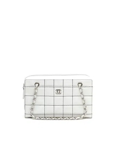 Pre-owned Chanel Wild Stitch Hobo Bag In White