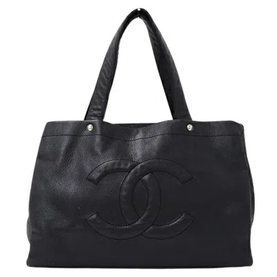 Pre-owned Chanel Wild Stitch Leather Shoulder Bag Tote Bag () In Black