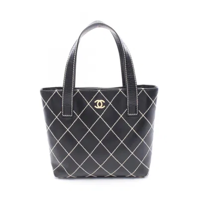 Pre-owned Chanel Wild Stitch Leather Tote Bag () In Black