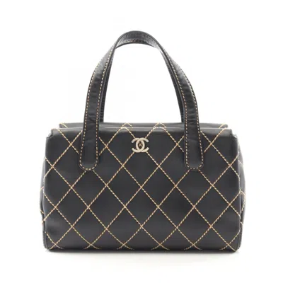 Pre-owned Chanel Wild Stitch Leather Tote Bag () In Black