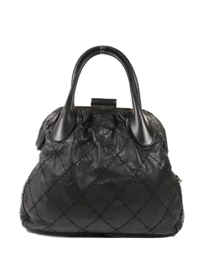 Pre-owned Chanel Wild Stitch Quilted Tote Bag In Black