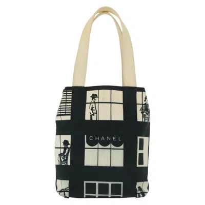 Pre-owned Chanel Window Canvas Tote Bag () In Black