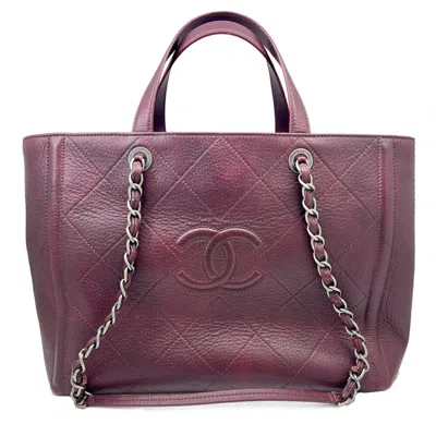 Pre-owned Chanel Wine Leather Handbag Shoulder Bag Tote Bag ()