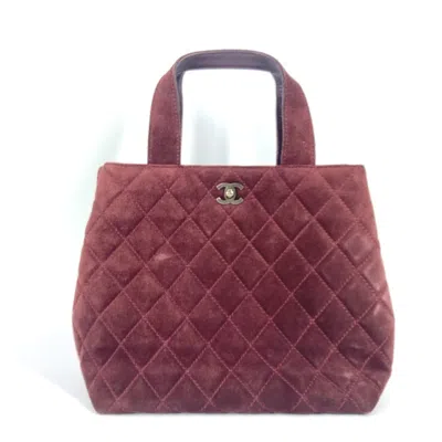 Pre-owned Chanel Wine Suede Handbag Shoulder Bag Tote Bag () In Burgundy