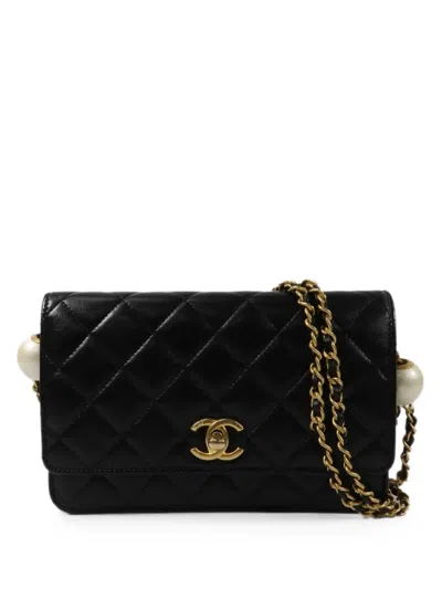 Pre-owned Chanel Woc Cc Turn-lock Cross Body Mini Bag In Black