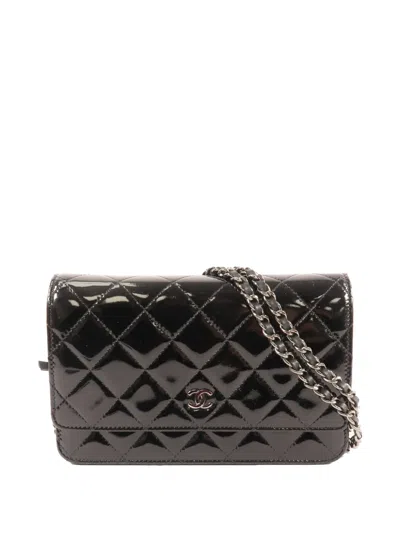 Pre-owned Chanel Woc Patent-finish Shoulder Bag In Black