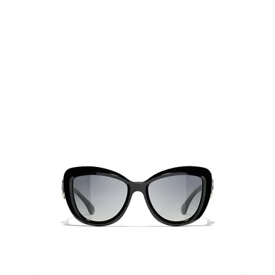 Pre-owned Chanel Womens Black Butterfly-frame Sunglasses