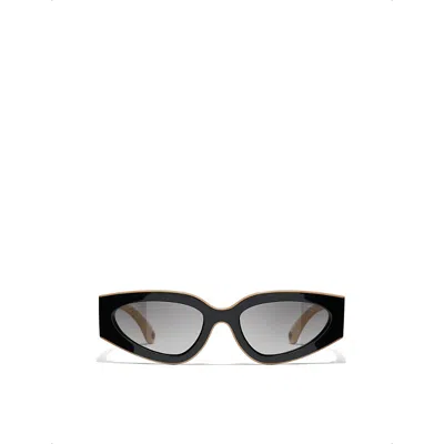 Pre-owned Chanel Womens Black Cat-eye Frame Sunglasses