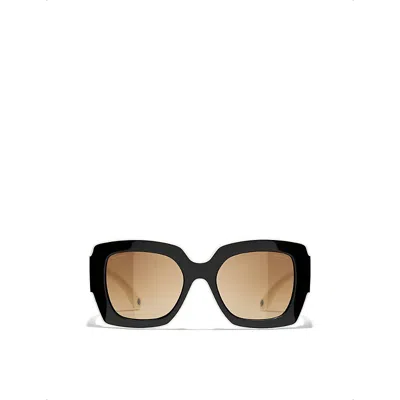 Pre-owned Chanel Womens Black Square-frame Sunglasses