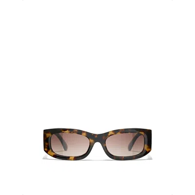 Pre-owned Chanel Womens Brown Rectangle-frame Sunglasses