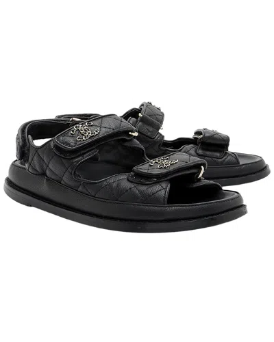 Pre-owned Chanel Women's Calfskin Dad Cc Sandal (authentic Pre-loved)