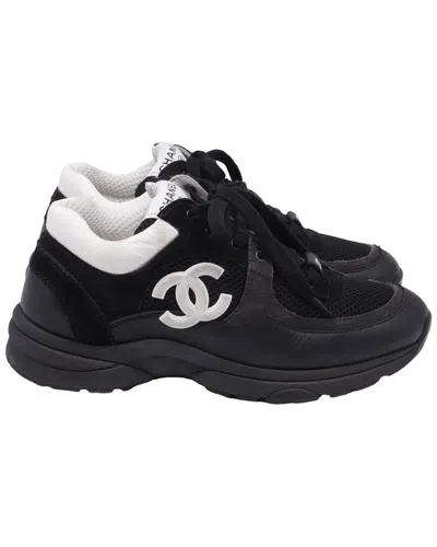 Pre-owned Chanel Women's Calfskin Leather Cc Logo Accent Sneaker (authentic Pre-loved)