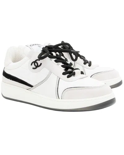 Pre-owned Chanel Women's Calfskin, Nylon, Suede Cc Sneaker (authentic Pre-loved)