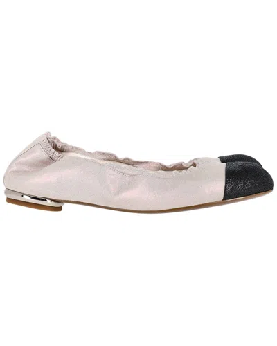 Pre-owned Chanel Women's Canvas Cc Cap Toe Scrunch Ballet Flat (authentic Pre-loved)