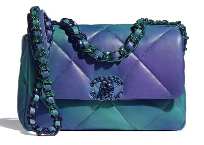 Pre-owned Chanel Women's  19 Tie And Dye Flap In Blue/purple In Multi