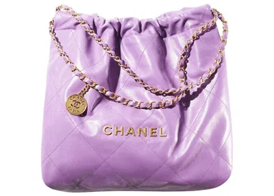 Pre-owned Chanel Women's  22 Handbag 22s Calfskin In Purple